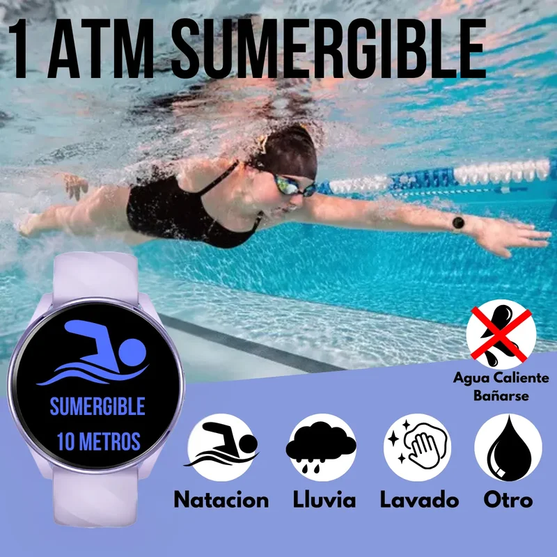 Reloj Inteligente Sumergible Mujer Smartbit W1 Pro Violeta Diseño de la malla Mesh - Stock disponible - Electrónica