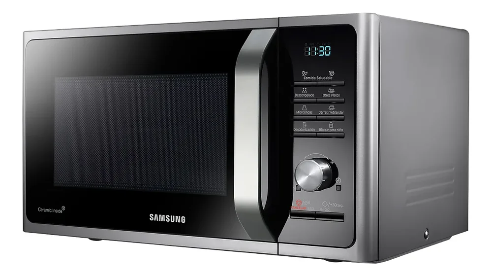Microondas Samsung Grill Cerámico Triple Distribución 23l Silver - Stock disponible - Electrodomésticos