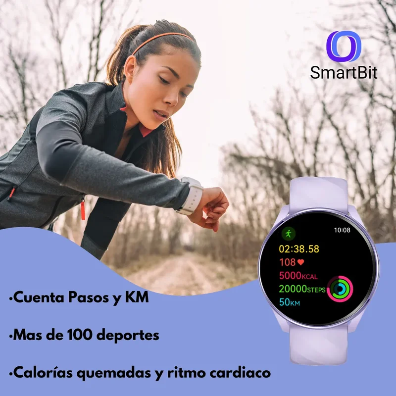 Reloj Inteligente Sumergible Mujer Smartbit W1 Pro Violeta Diseño de la malla Mesh - Stock disponible - Electrónica