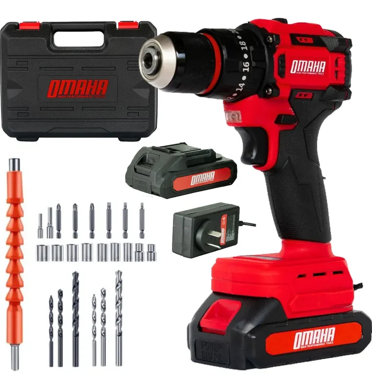 Taladro Atornillador Percutor Omaha 20V Inalámbrico 2 Baterías y Maletín - Stock disponible - Herramientas