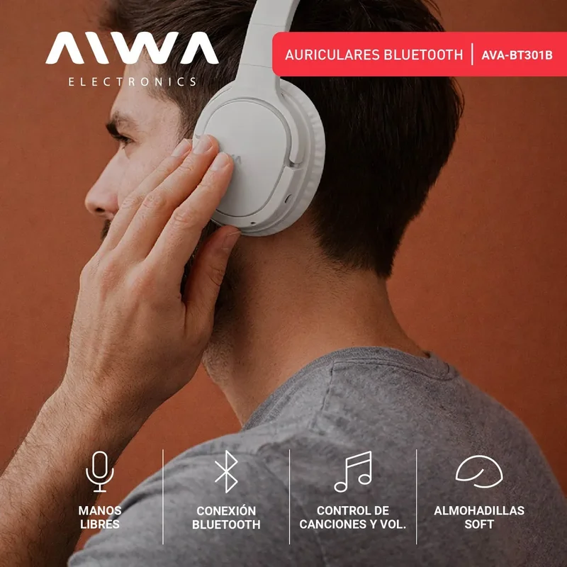 Auriculares inalámbricos Aiwa AW-BT301 blanco - Stock disponible - Electrónica