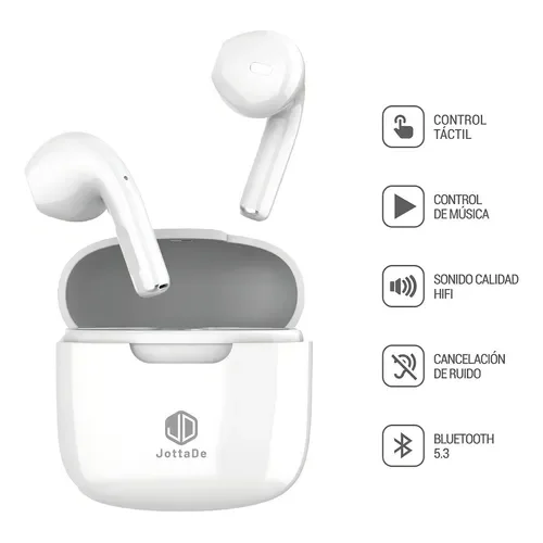 Auriculares Inalámbricos JD Air Free Bluetooth 5.3 In-Ear Blancos - Stock disponible