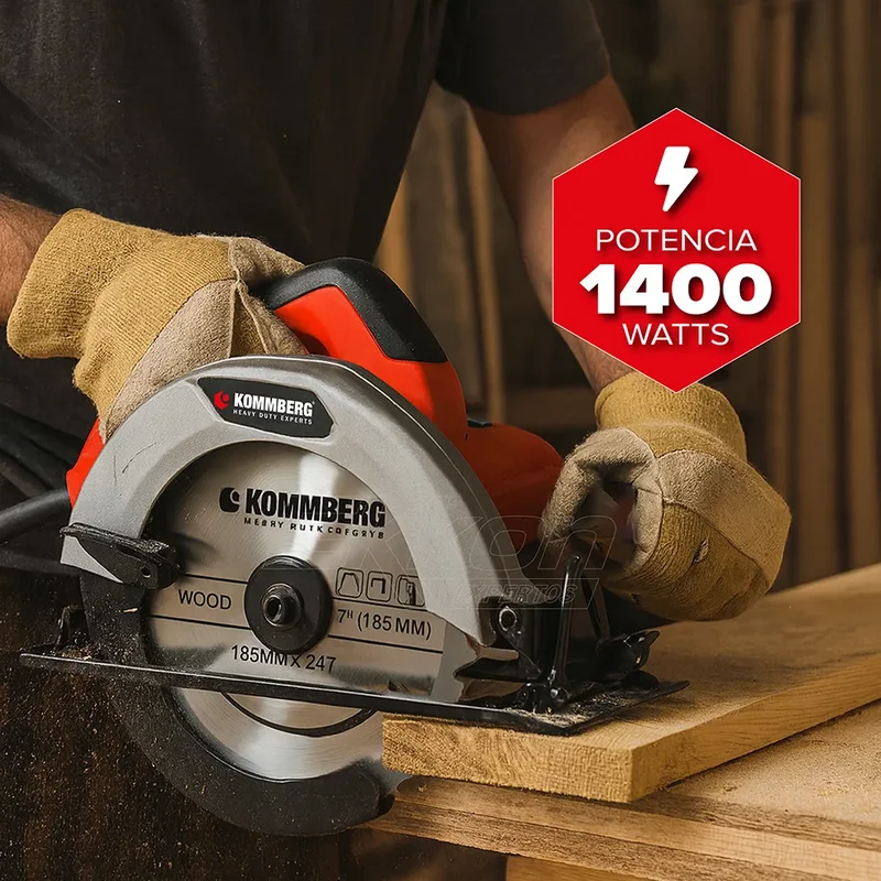 Sierra Circular Kommberg 5000 Rpm Eléctrica 1400w Disco 7 PuLG 185 Mm Y Guía Incluidos Kb-sc1400 - Stock disponible - Electrónica