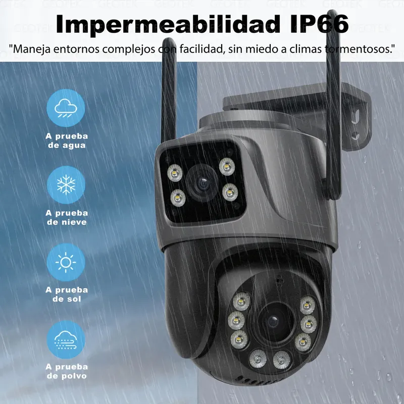 📸 Kit 2 Cámaras de Seguridad Geotek 6MP IP Wi‑Fi Domo Doble Lente - Electrónica