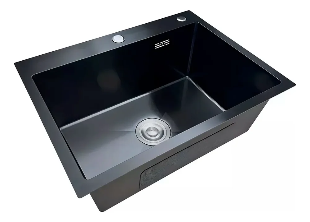 Bacha Negra Cocina Pileta 60cm Premium Acero Inox Escurridor Color Nano black acero inoxidable 304 - Stock disponible - Electrónica