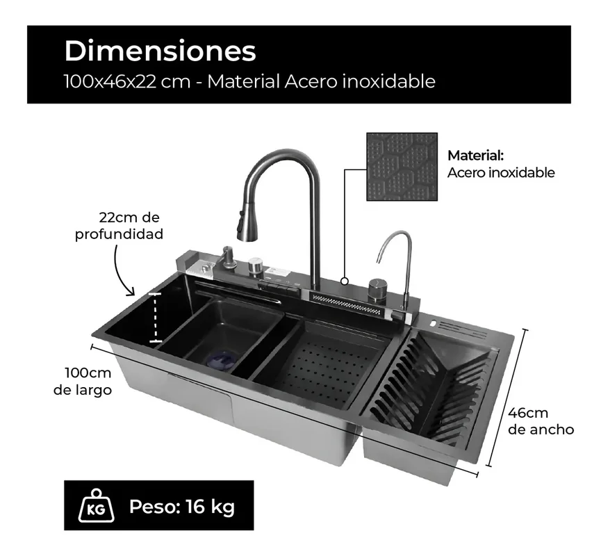 Bacha De Cocina Inteligente Doble De Acero Inoxidable Con Escurridor Incluido - Stock disponible - Productos para Mascotas