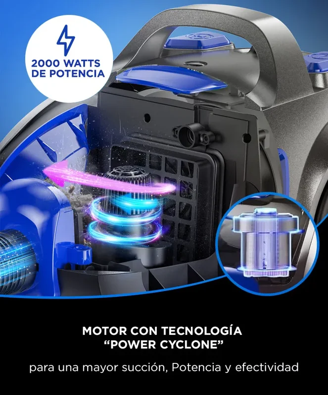 Aspiradora Ciclónica Gadnic 2000w Filtro Lavable Rebobinado Automático De Cable - Stock disponible - Productos para Mascotas