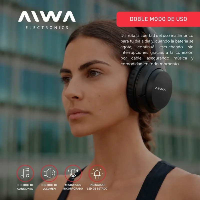Auriculares inalámbricos Aiwa AW-BT301 negro - Stock disponible - Electrónica