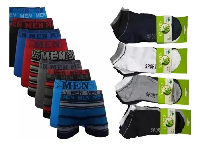 Combo Hombre 6 Boxer + 12 Pares De Medias Soquetes - Stock disponible - Electrónica