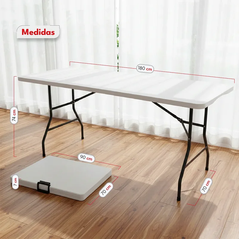 Mesa Exterior Plegable 180 Cm Polipropileno Hierro - Alpina Color Blanco - Stock disponible - Electrónica