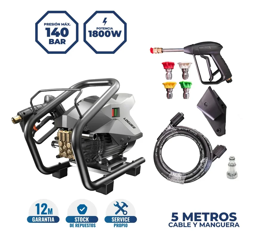 Agua Hidrolavadora Profesional Logus 140 Bar 1800w Alta Presión - Stock disponible - Herramientas