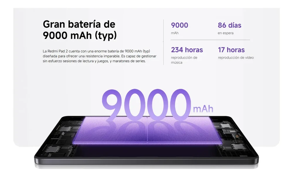 Tablet Xiaomi Redmi Pad 2 256gb 8gb Ram 11 Pantalla Lavanda - Stock disponible - Electrónica