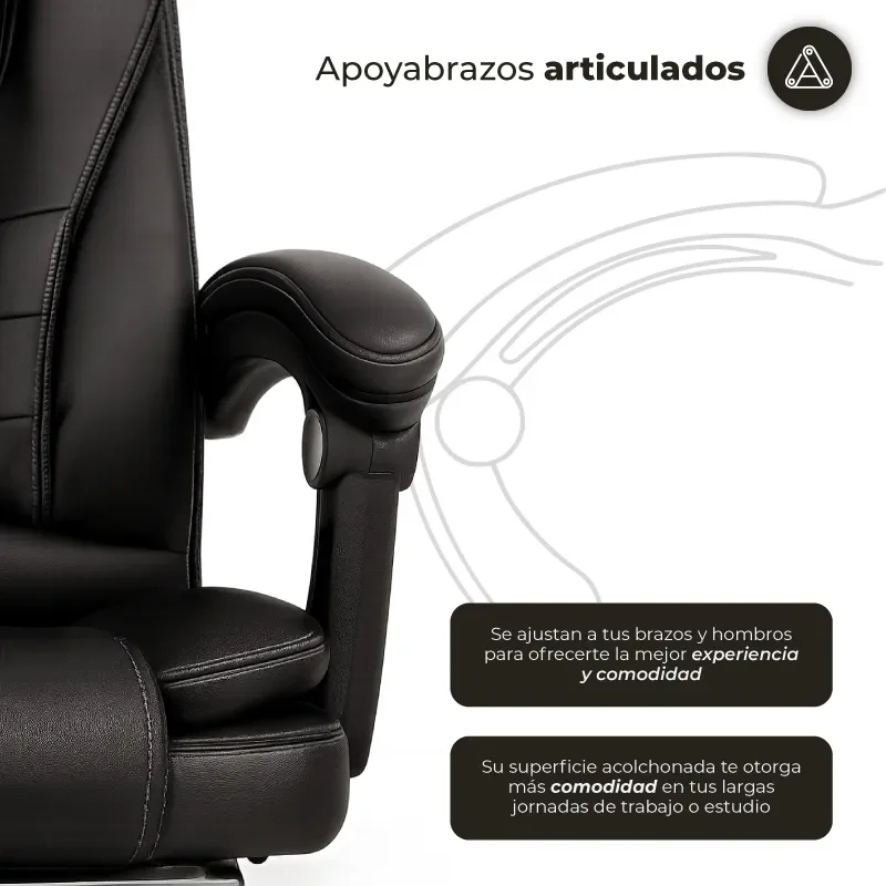 Altura Silla Sillon Gerencial Ejecutiva De Escritorio Oficina Reclinable Giratoria Con Apoya Pies Cuero Sintetico Color Negro - Stock disponible - Electrónica