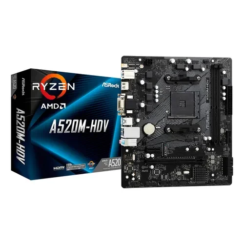 Motherboard Amd Asrock A520m Ryzen Ddr4 Hdmi Am4 Micro Atx Negro - Stock disponible - Electrónica