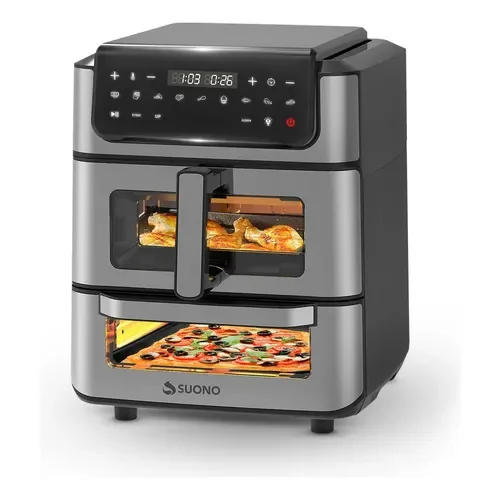 Freidora De Aire + Horno Pizzero Suono Airfryer Vertical 13l Acero Inoxidable - Stock disponible - Electrodomésticos