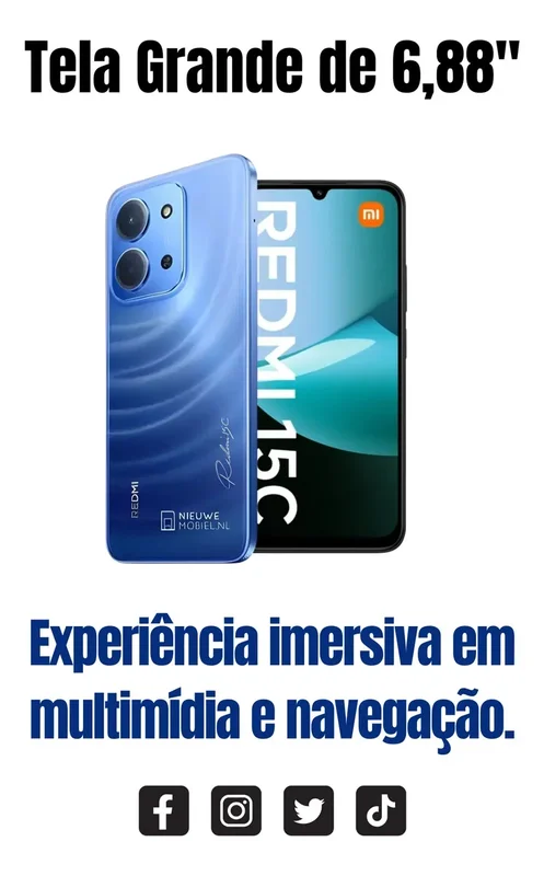 Pantalla Redmi Xiaomi 15c 128 GB con 50 megapíxeles E 6000 mAh, azul - Stock disponible - Telecomunicaciónes