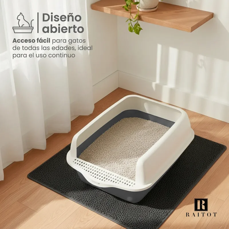 Caja Sanitaria Litera Gato Semi Cerrada Raitot Gris Anti Salpicaduras Arenal Higiénico - Mascotas