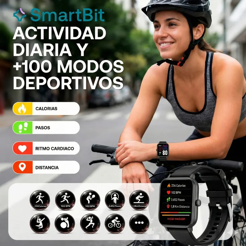 Reloj Inteligente Mujer Smartwatch Smartbit Bit 1 Active Rosa Cuadrado Deportivo Llamadas Mensajes Elegante Compatible Con Android E Ios Rosa Doble Malla - Stock disponible - Electrónica