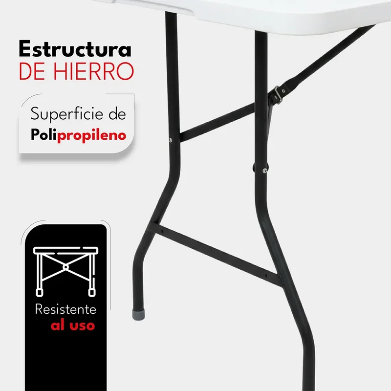 Mesa Exterior Plegable 180 Cm Polipropileno Hierro - Alpina Color Blanco - Stock disponible - Electrónica
