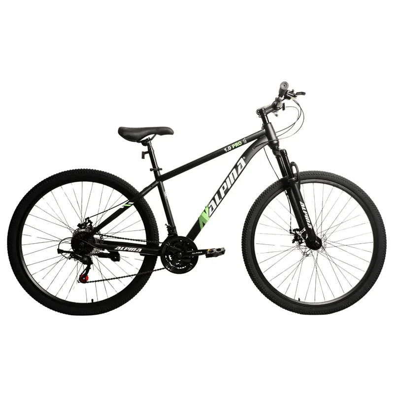 Bicicleta Alpina Mtb Mountain Bike 1.0 Rodado 29 21 Velocidades Acero Freno Disco Suspensión Delantera Negro Verde Talle L - Stock disponible - Deportes y Entretenimiento