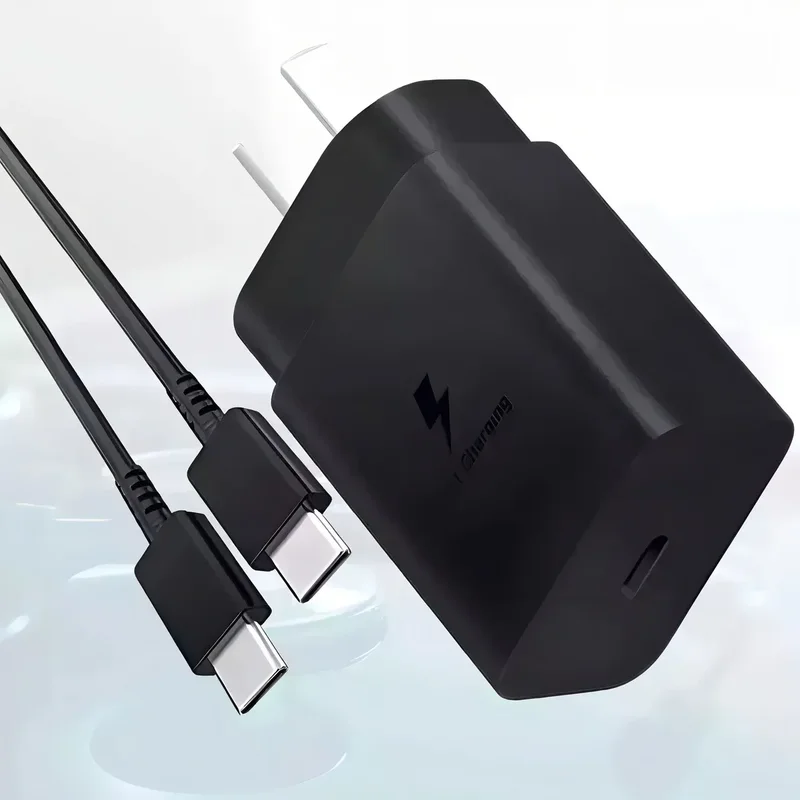 Cargador Para Samsung Carga Rápida Tipo C 25w Color Negro - Stock disponible