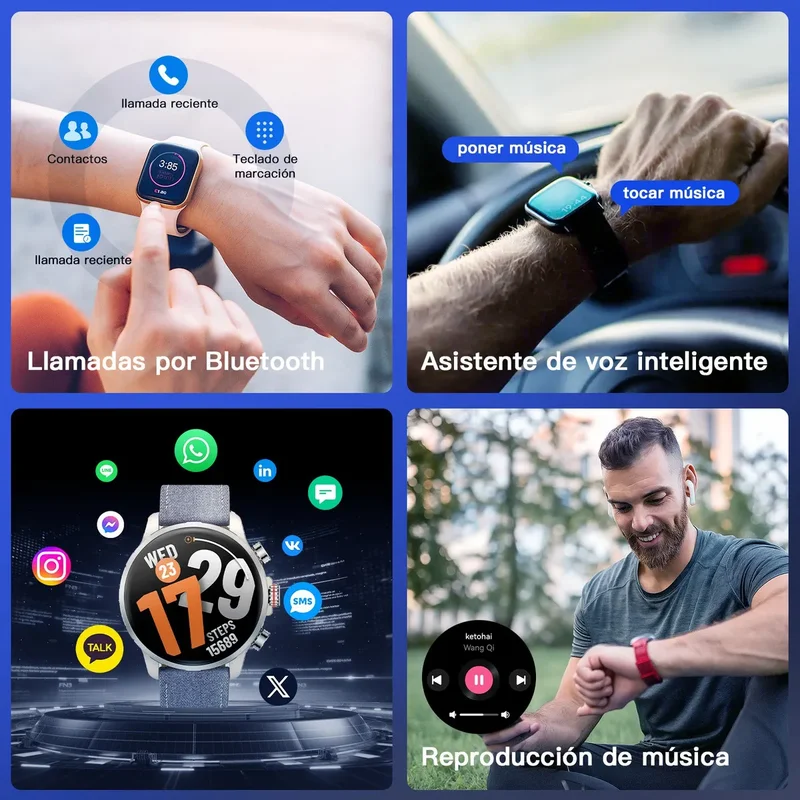 Dias Reloj Smartwatches Inteligente Kieslect Kr 3 Gps Oro - Caqui - Mesh - Azul Claro - Plateado - Stock disponible - Electrónica