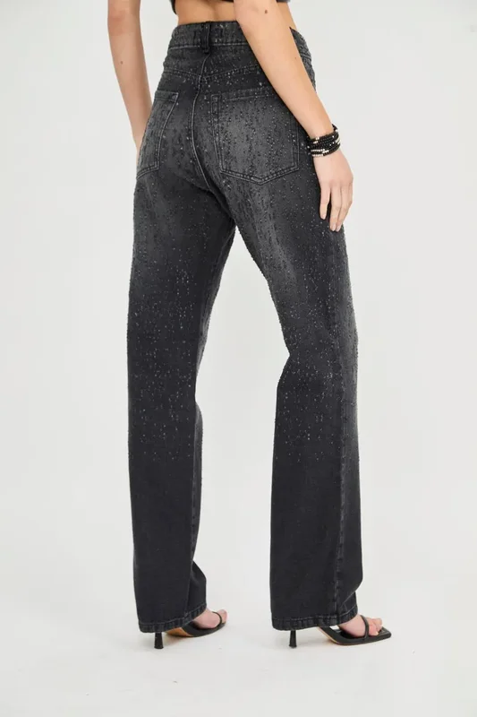 Jean Straight De Mujer Con Agujeritos Lory Uniongood - Stock disponible