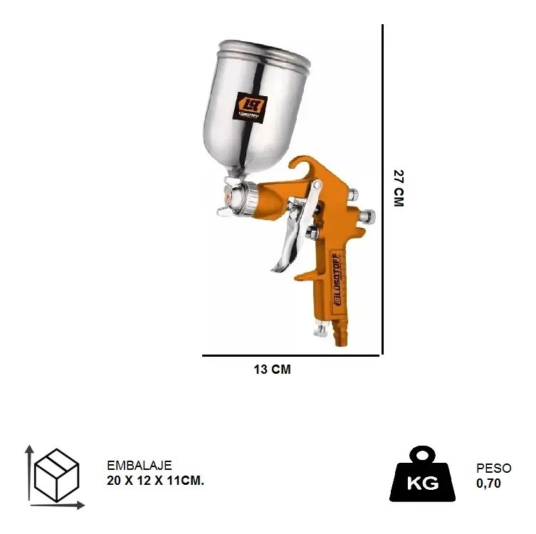 Pistola Soplete Pintar 0.4lt 1.5mm Lusqtoff W71g Tipo Maer - Stock disponible - Herramientas