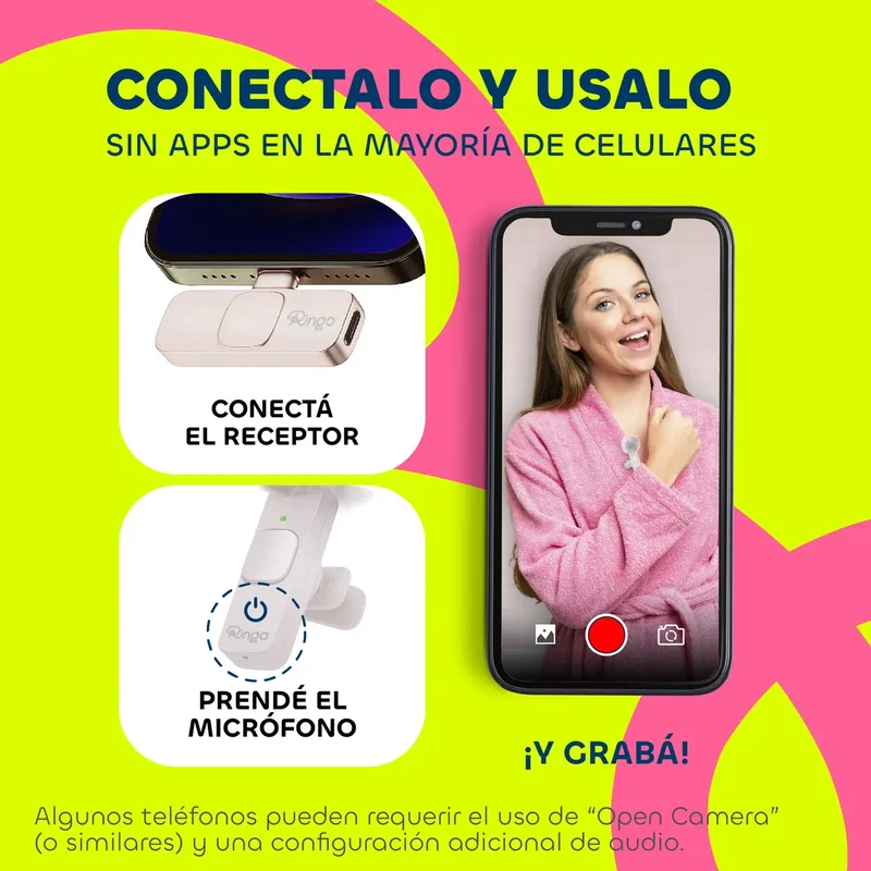 Microfono Micrófono Inalámbrico Ringo X2 C/cubreviento C + Lightning Color Blanco - Stock disponible - Electrónica