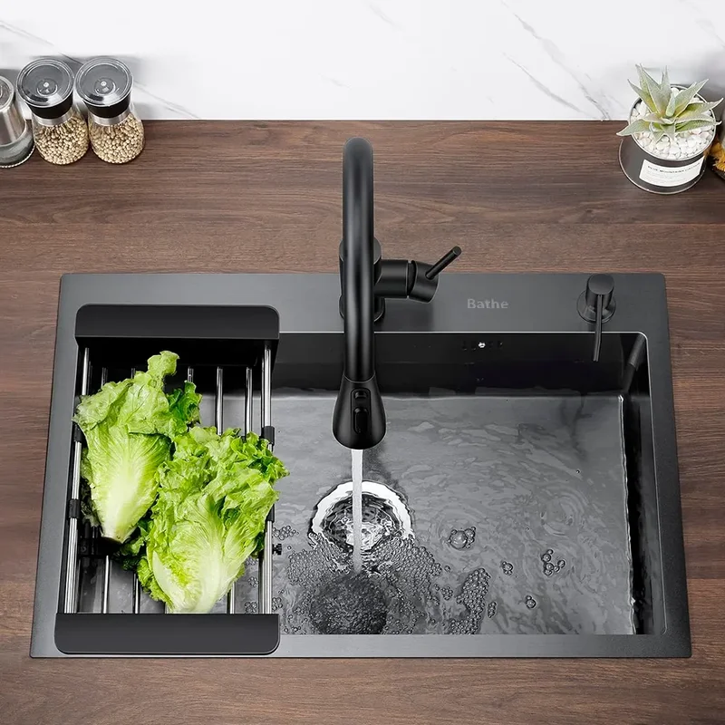 Bacha Pileta Negra Cocina 68cm Premium Acero Inox Escurridor Color Negro - Stock disponible - Electrónica