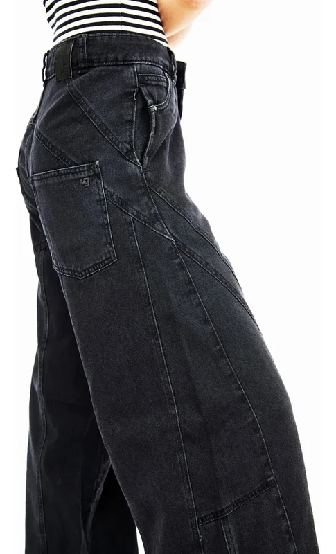 Jean Wide Leg Negro Con Recortes De Mujer Litzy Uniongood - Stock disponible - Electrónica
