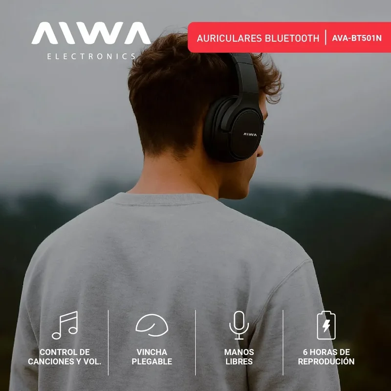 Auricular Vincha Aiwa Ava-bt501n Negro - Stock disponible - Electrónica
