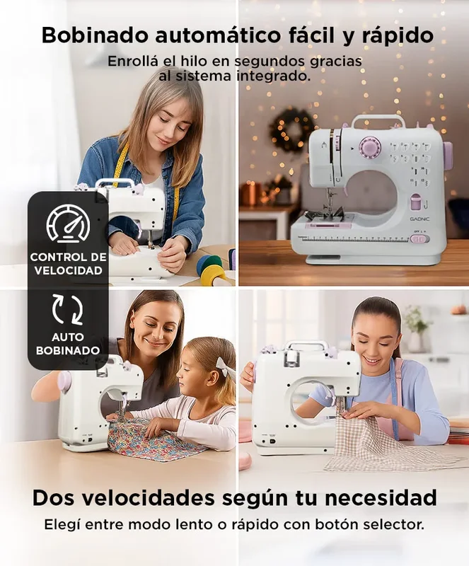 Máquina De Coser Portatíl Gadnic Sw3000 12 Puntos Pedal Luz Falso Overlock Tijera - Stock disponible - Electrónica