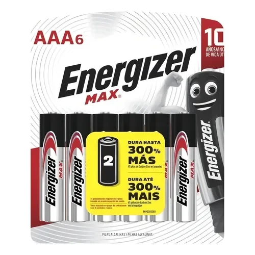 Pila AAA Energizer MAX E92 Cilíndrica - pack de 6 unidades - Stock disponible - Electrónica
