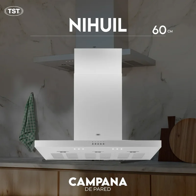 Extractor purificador de cocina TST Nihuil ac inox de pared 600mm x 40mm x 510mm plateado - Stock disponible - Electrónica