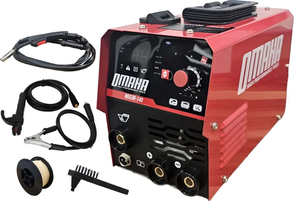 Soldadora Inverter Electrica Mig Mma 140a Display Omaha Color Rojo - Stock disponible - Herramientas