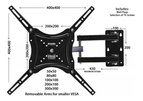 Soporte Tv Monitor Pared Brazo Móvil Brazo 14 A 55 Pulgadas Color Negro - Stock disponible - Electrónica