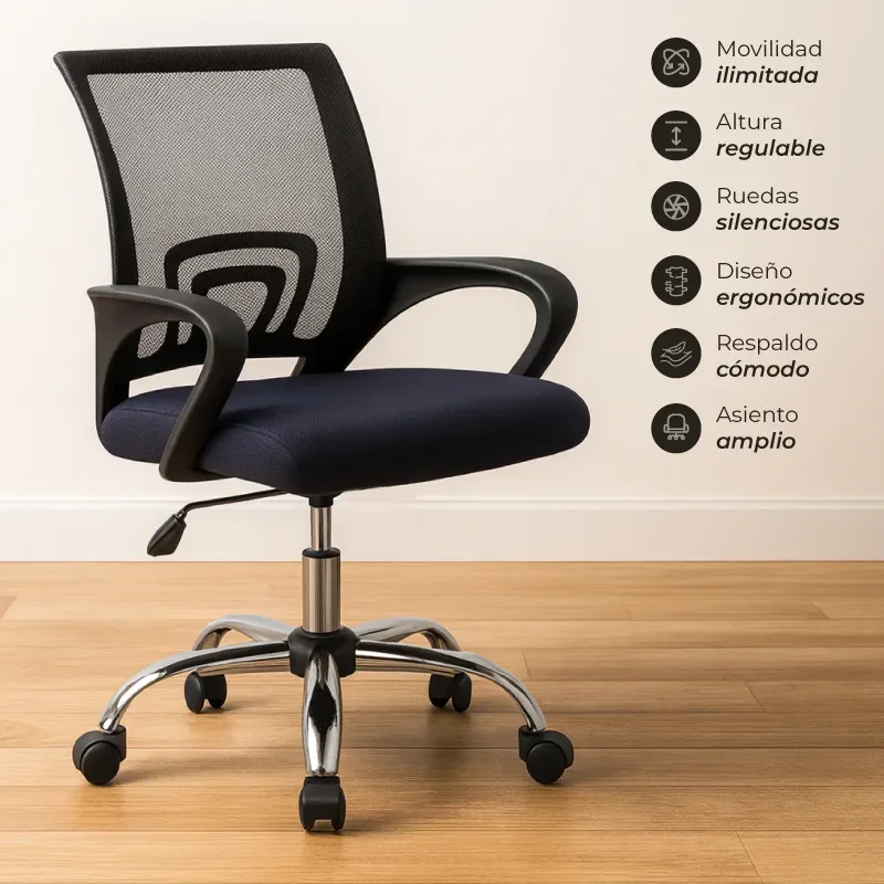 Silla De Escritorio Oficina Ergonomica Circle-line Mesh Color Negro - Stock disponible - Electrónica