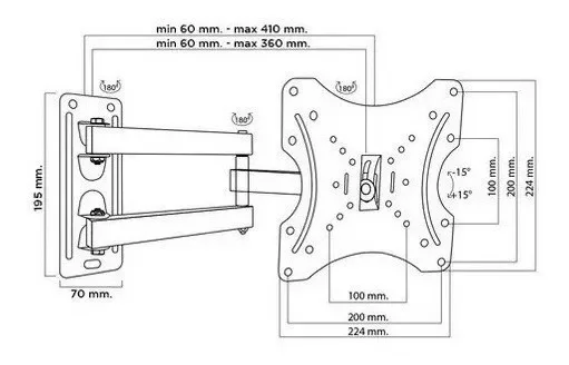 Soporte Tv Monitor Pared Brazo Móvil Brazo 14 A 55 Pulgadas Color Negro - Stock disponible - Electrónica