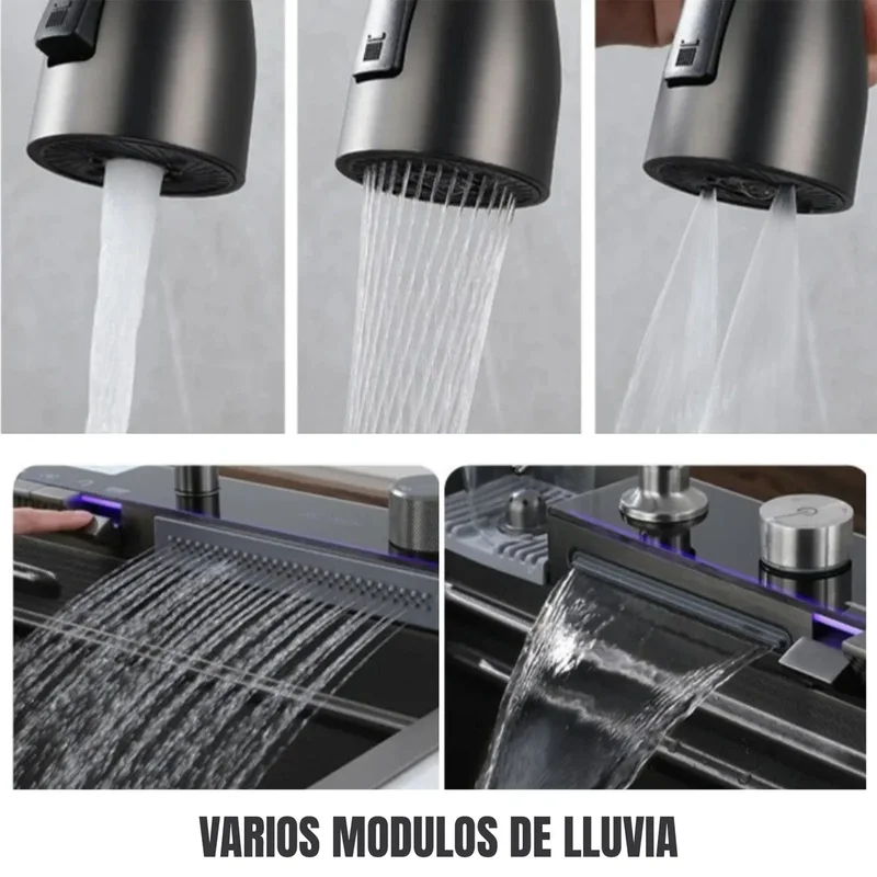 Bacha Multifuncional Knot Negra Acero Inoxidable 75cm Satinado Con Grifería - Stock disponible - Electrónica