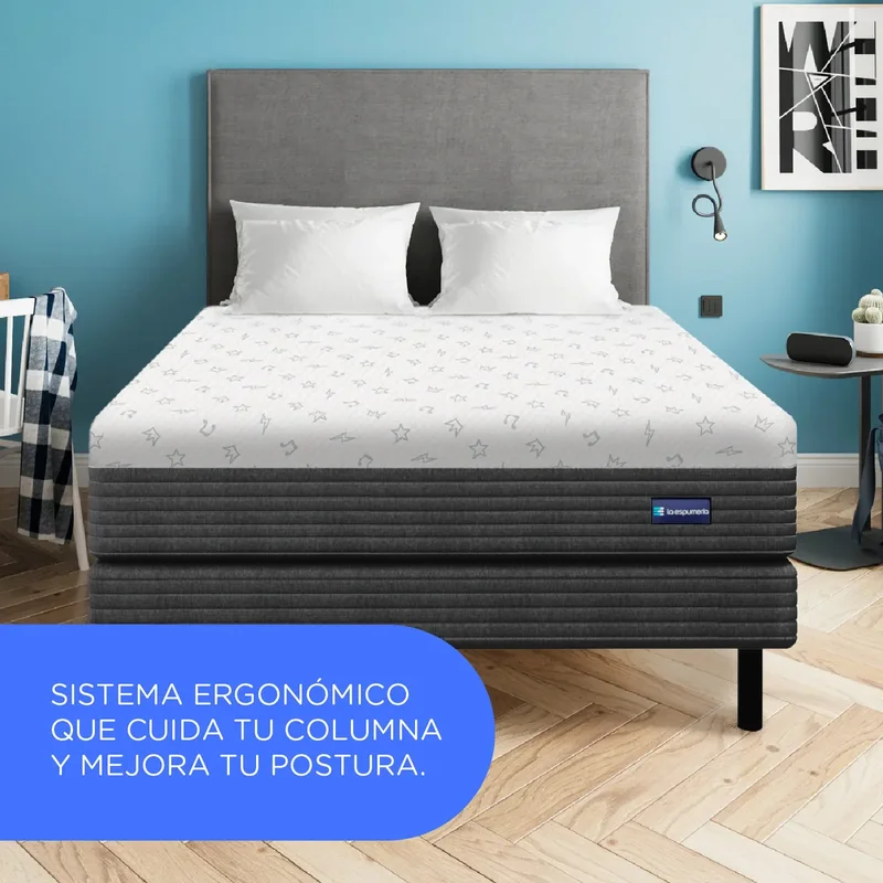 Colchón de espuma en caja Freestyle Box 2 plazas 140x190 Cm La Espumería Color Gris Oscuro - Stock disponible