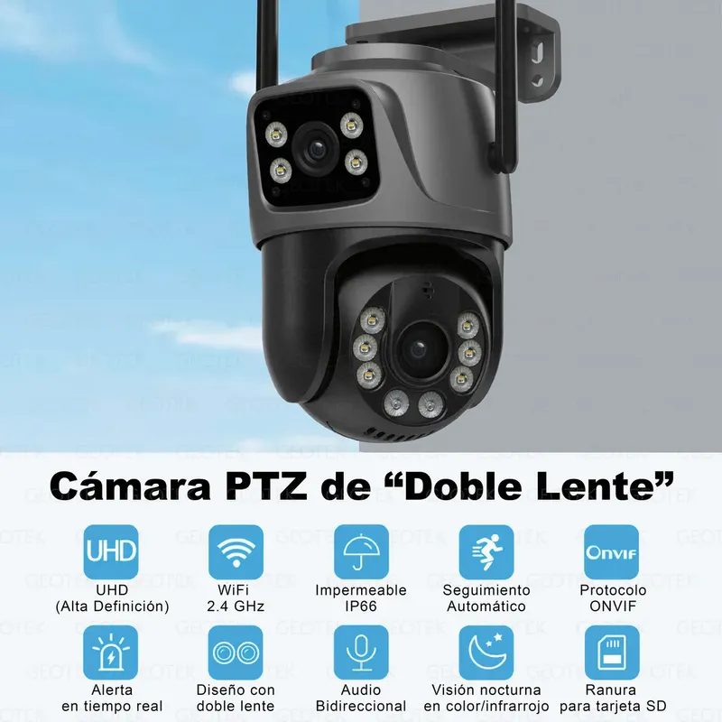 📸 Kit 2 Cámaras de Seguridad Geotek 6MP IP Wi‑Fi Domo Doble Lente - Electrónica