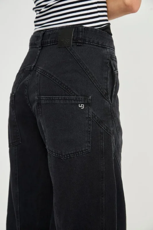 Jean Wide Leg Negro Con Recortes De Mujer Litzy Uniongood - Stock disponible - Electrónica