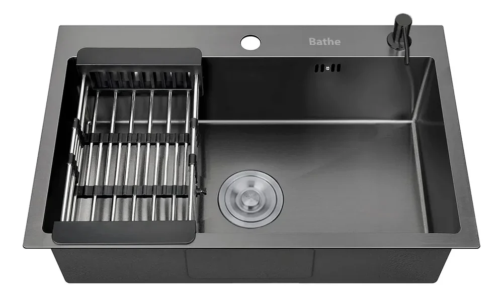 Bacha Pileta Negra Cocina 68cm Premium Acero Inox Escurridor Color Negro - Stock disponible - Electrónica