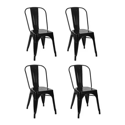 Asiento Sillas de Comedor HDC Group Tolix 4 Unidades Metal Negras Apilables Exterior - Stock disponible - Electrónica