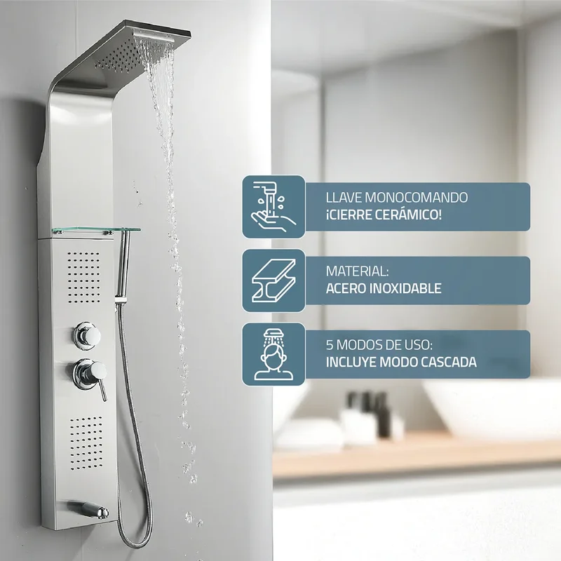 Ducha Escocesa Hidromasaje Londres Con 5 Jets Monomando Columna Ducha Con Duchador Color Plateado - Stock disponible - Casa y Jardín