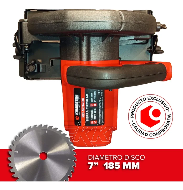 Sierra Circular Kommberg 5000 Rpm Eléctrica 1400w Disco 7 PuLG 185 Mm Y Guía Incluidos Kb-sc1400 - Stock disponible - Electrónica