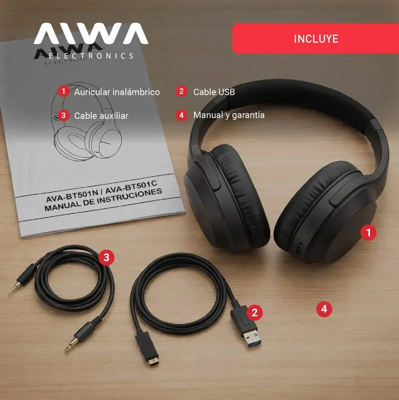 Auricular Vincha Aiwa Ava-bt501n Negro - Stock disponible - Electrónica