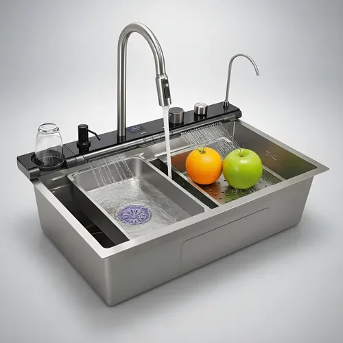 Bacha De Cocina Moderna Fika Inteligente Smart Multifunción Digital Led 75x45x22cm Plateada - Stock disponible - Electrónica