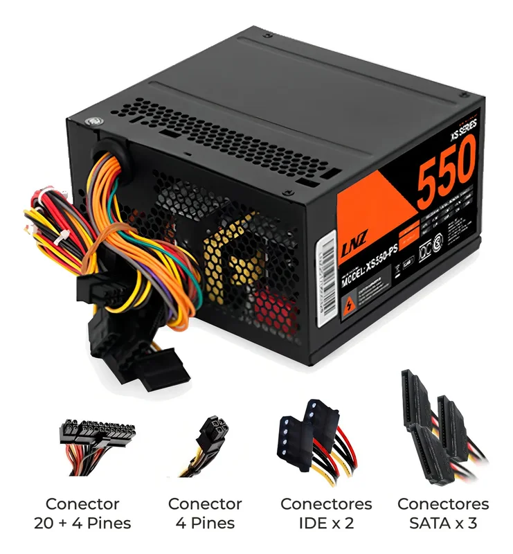 Fuente de alimentación para PC LNZ XS550-PS 550W negra - Stock disponible - Productos para Mascotas
